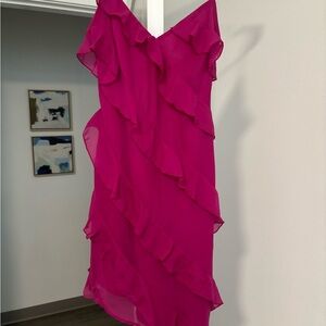 Abercrombie & Fitch Pink Asymmetrical Ruffled Cocktail Dress